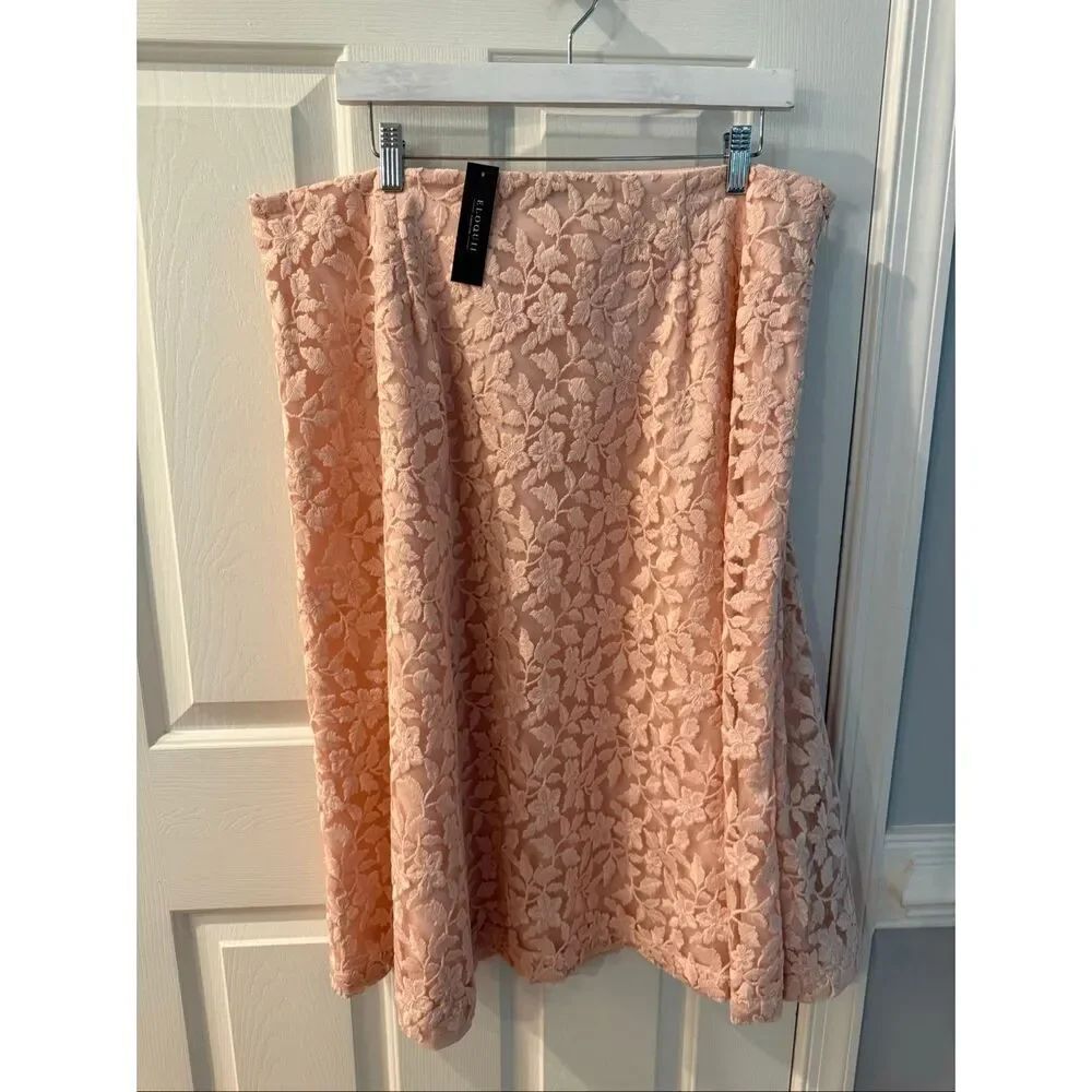 Eloquii Pink Floral Lace Mdi Skirt sz 16 NWT